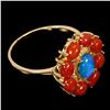 Image 3 : Natural Oval Blue Fire Opal & Italian Coral Ring