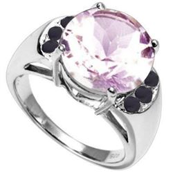 Natural Pink Amethyst & Sapphire Ring