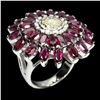 Image 2 : Natural Rhodolite Garnet & Sapphire  Ring