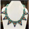 Image 1 : Tibet Hand Made Turquoise, Coral, Lapis Lazuli Necklace