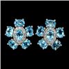 Image 1 : Natural  Swiss Blue Topaz 6x4mm Earrings