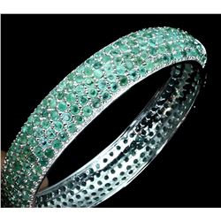Natural Untreated Colombian Emerald Bangle