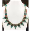 Image 1 : Tibet Hand Made Turquoise & Coral Necklace