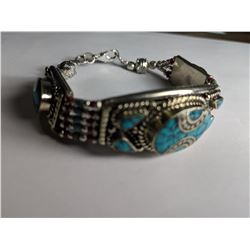 Tibet Hand Made Turquoise & Coral Bracelet