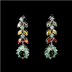 Natural  Emerald Fancy Sapphire Chrome Diopside Earring