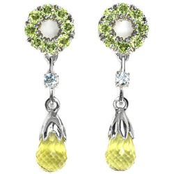 Natural LEMON QUARTZ SKY BLUE TOPAZ PERIDOT Earrings