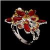 Image 1 : Natural Top Red Coral Ruby Sapphire Pearl Ring