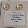 Image 2 : 10K Yellow Gold 2 Tanzanite(0.55ct) Ruby(0.52ct) Earrings, Made in Canada, Suggested Retail Value $6