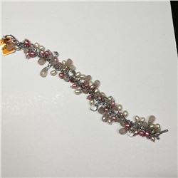 Silver Fresh Water Pearl Rose Quartz Bracelet, Custom Designed in Canada, Suggested Retail Value $20