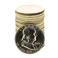 Roll of (20) Brilliant Uncirculated 1957-D Franklin Half Dollar Coins