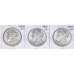 Lot of (3) 1904-O $1 Morgan Silver Dollar Coins