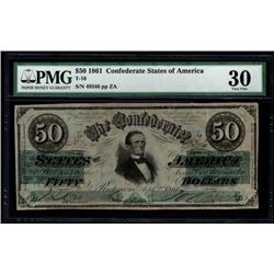 1861 $50 Confederate States of America Note PMG 30
