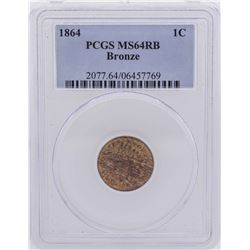 1864 Bronze Indian Head Penny Coin PCGS MS64RB