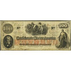 1862 $100 Confederate States of America Note T-41