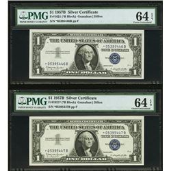 1957B $1 (5) Consecutive Silver Certificate STAR Notes PMG