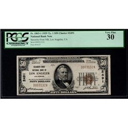 1929 $50 Los Angeles National Bank Note PCGS 30