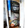 Image 11 : WHITE/BLUE WOOD CUPBOARD & CONTENTS