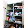 Image 3 : WHITE/BLUE WOOD CUPBOARD & CONTENTS