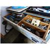Image 5 : WHITE/BLUE WOOD CUPBOARD & CONTENTS