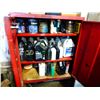 Image 3 : RED METAL 2 DOOR CABINET & CONTENTS