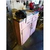 Image 1 : PINK STORAGE CABINET & CONTENTS AND ITEMS ON THE WALL ABOVE THE CABINET