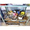 Image 3 : GREEN METAL ROLLING CART & CONTENTS