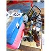 Image 1 : 2 TACKLE BOXES, 2 GREASE GUNS, HALOGEN WORK LIGHT, OILERS, BELTS, ETC - BUNDLE