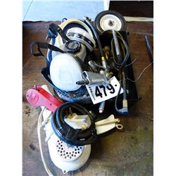 HAIR DRYER, BREATHING MASK, SPOT LIGHT, WHEELS, AIR GREASER, SOLDERING GUN, ETC - BUNDLE