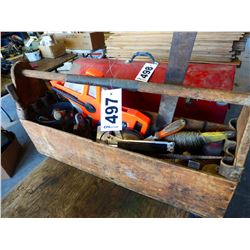 WOOD TOOLBOX & CONTENTS