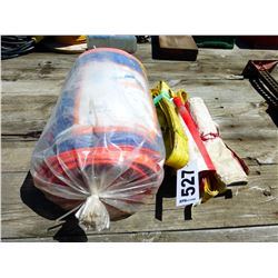 20' X 18' FARM TRUCK TARP, TIE DOWN STRAPS, ETC