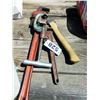 Image 1 : HATCHET, RIGID 1/2-2" PIPE CLAMP, RIGID 36" PIPE WRENCH & NATIONAL 2" PIPE WRENCH