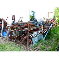 METAL STAND W/ SCRAP STEEL, PIPE, ETC