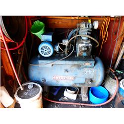 WEBSTER MODEL 550 AIR COMPRESSOR (BLUE) IN BUILDING (RUNNING)