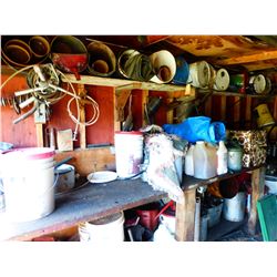 WHITE & GREY DOUBLE DOOR SHED & CONTENTS