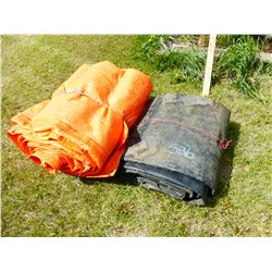 PILE OF SHELVES & 2 TARPS