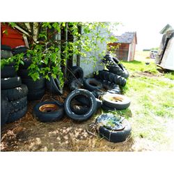 PILE OF APPROX. 30 ASSORTED TIRES