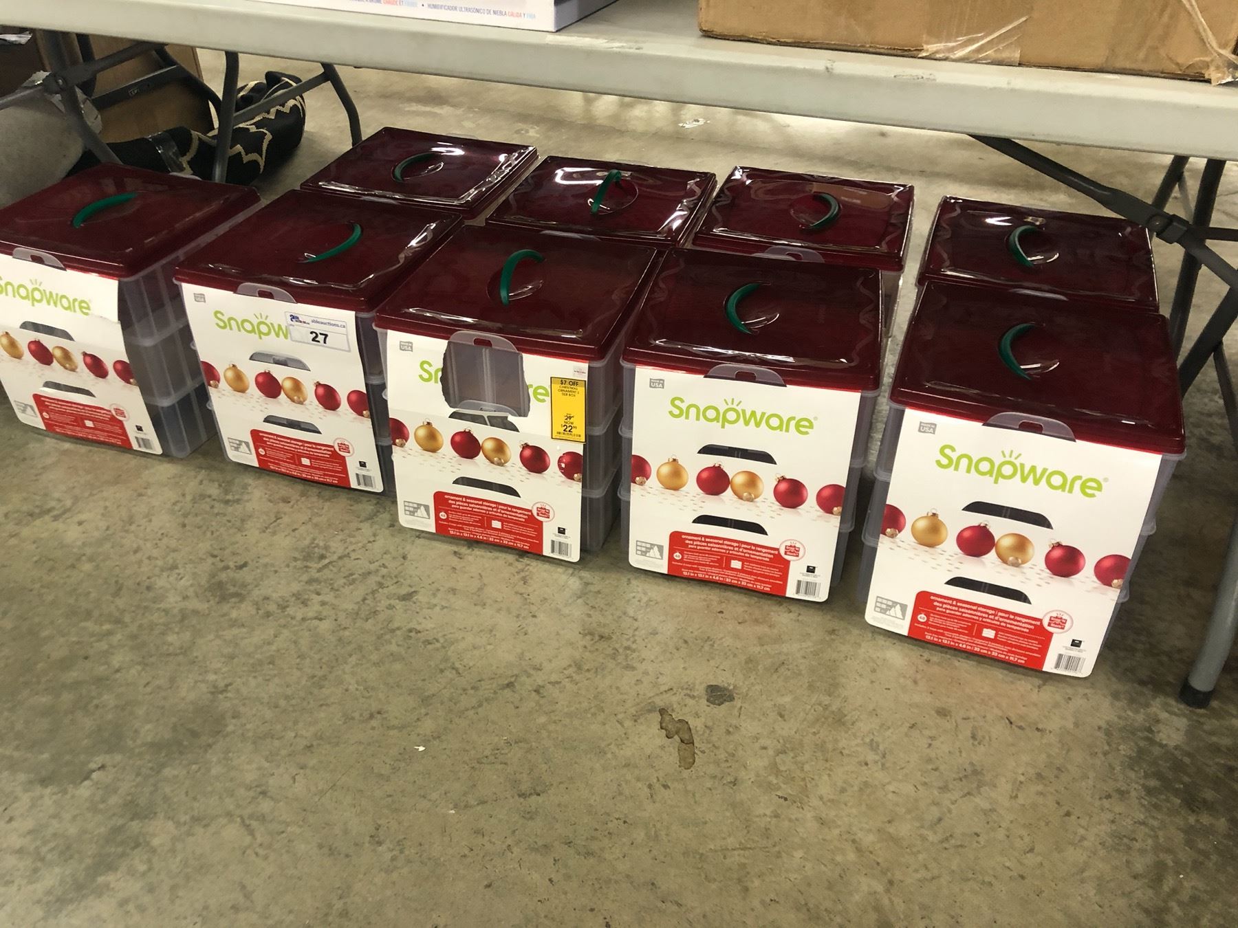 LOT OF 9 SNAPWARE ORNAMENT/STORAGE CONTAINERS