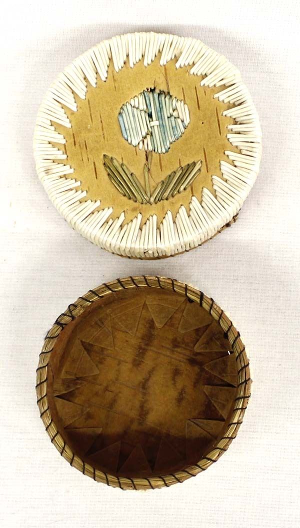 Native American Iroquois Lidded Quill Basket