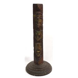 Vintage Doublesided Carved Wood Totem Pole