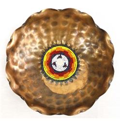 Hand Beaded Solid Copper Bowl by Kills Thunder