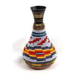 Hand Beaded Metal Vase by Kathy Kills Thunder