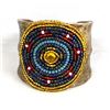 Image 1 : Hand Beaded Metal Cuff Bracelet by Kills Thunder