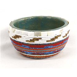 Hand Beaded Wood Bowl by Kathy Kills Thunder