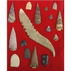 Collection of Stone Arrowheads and Spearpoints