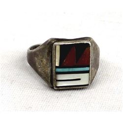 Vintage Native American Zuni Sterling Inlay Ring