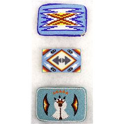 3 Native American Beaded Belt Buckles