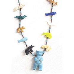 Native American Carved Stone Fetish Necklace