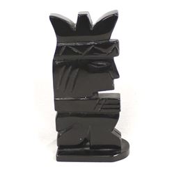 Large Carved Obsidian Mayan King Statue