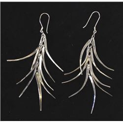 Sterling Silver Flowing Dangle Earrings