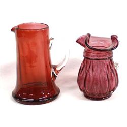 2 Pieces of Vintage Cranberry Glass